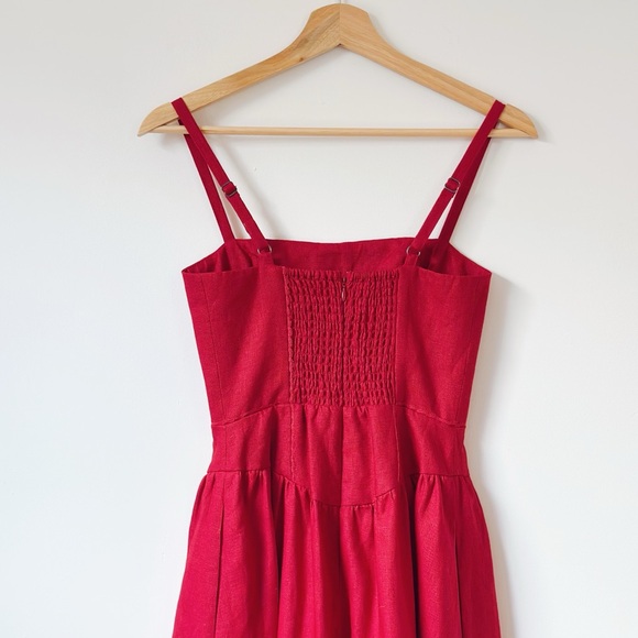Reformation Katarin Linen Dress Lipstick Red - Picture 8 of 14